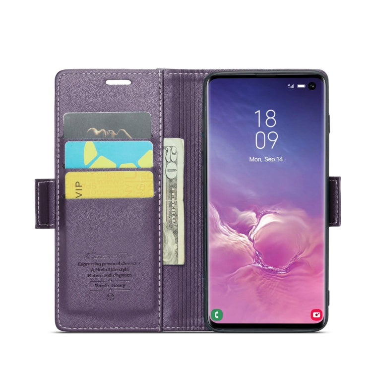 For Samsung Galaxy S10 CaseMe 023 Butterfly Buckle Litchi Texture RFID Anti-theft Leather Phone Case(Pearly Purple) - Galaxy Phone Cases by CaseMe | Online Shopping South Africa | PMC Jewellery | Buy Now Pay Later Mobicred