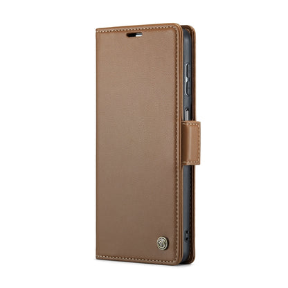 For Samsung Galaxy A14 4G/5G CaseMe 023 Butterfly Buckle Litchi Texture RFID Anti-theft Leather Phone Case(Brown) - Galaxy Phone Cases by CaseMe | Online Shopping South Africa | PMC Jewellery | Buy Now Pay Later Mobicred