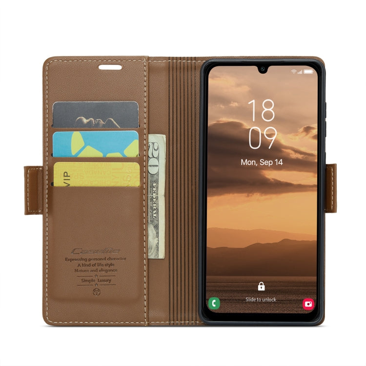 For Samsung Galaxy A25 5G CaseMe 023 Butterfly Buckle Litchi Texture RFID Anti-theft Leather Phone Case(Brown) - Galaxy Phone Cases by CaseMe | Online Shopping South Africa | PMC Jewellery | Buy Now Pay Later Mobicred