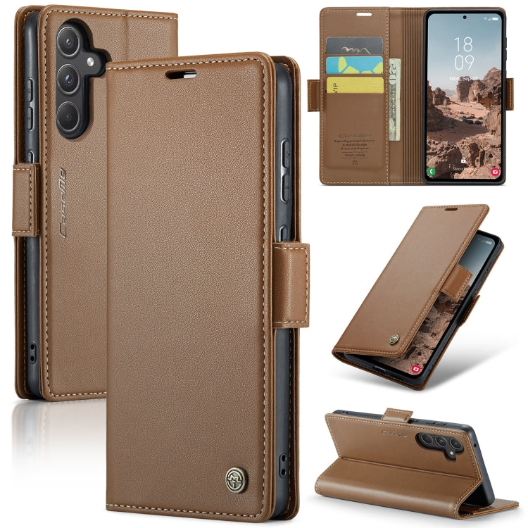 For Samsung Galaxy A55 CaseMe 023 Butterfly Buckle Litchi Texture RFID Anti-theft Leather Phone Case(Brown) - Galaxy Phone Cases by CaseMe | Online Shopping South Africa | PMC Jewellery | Buy Now Pay Later Mobicred