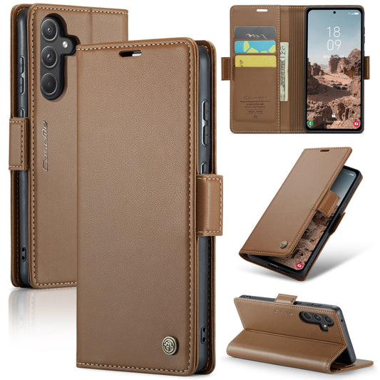 For Samsung Galaxy A55 CaseMe 023 Butterfly Buckle Litchi Texture RFID Anti-theft Leather Phone Case(Brown) - Galaxy Phone Cases by CaseMe | Online Shopping South Africa | PMC Jewellery | Buy Now Pay Later Mobicred