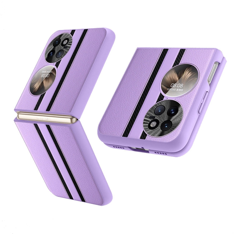 For Huawei P50 Pocket  Litchi Texture PU Shockproof Phone Case(Purple) - Huawei Cases by PMC TechLife | Online Shopping South Africa | PMC TechLife | Buy Now Pay Later Mobicred