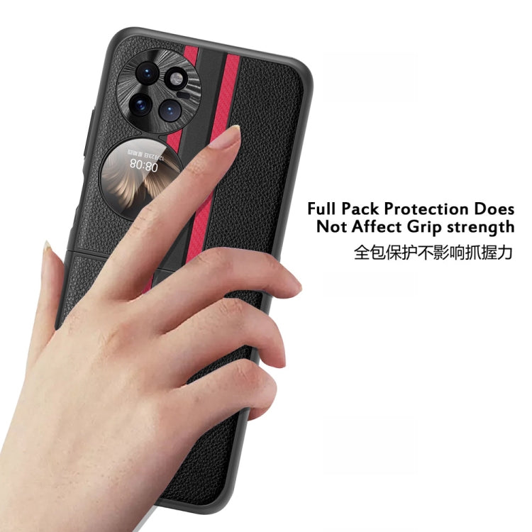 For Huawei P50 Pocket  Litchi Texture PU Shockproof Phone Case(Purple) - Huawei Cases by PMC TechLife | Online Shopping South Africa | PMC TechLife | Buy Now Pay Later Mobicred