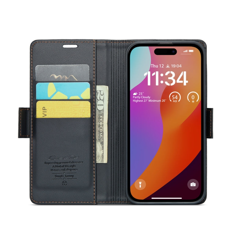 For iPhone 15 Pro Max CaseMe 023 Butterfly Buckle Litchi Texture RFID Anti-theft Leather Phone Case(Black) - iPhone 15 Pro Max Cases by CaseMe | Online Shopping South Africa | PMC Jewellery | Buy Now Pay Later Mobicred