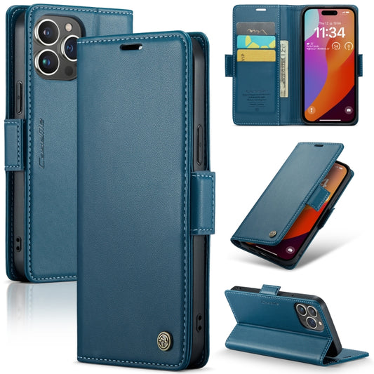 For iPhone 15 Pro CaseMe 023 Butterfly Buckle Litchi Texture RFID Anti-theft Leather Phone Case(Blue) - iPhone 15 Pro Cases by CaseMe | Online Shopping South Africa | PMC Jewellery | Buy Now Pay Later Mobicred