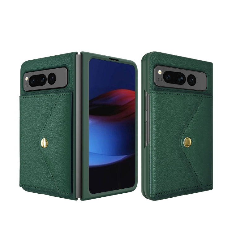 For Google Pixel Fold Litchi Texture Integrated Phone Case with Card Bag(Green) - Google Cases by PMC TechLife | Online Shopping South Africa | PMC TechLife | Buy Now Pay Later Mobicred