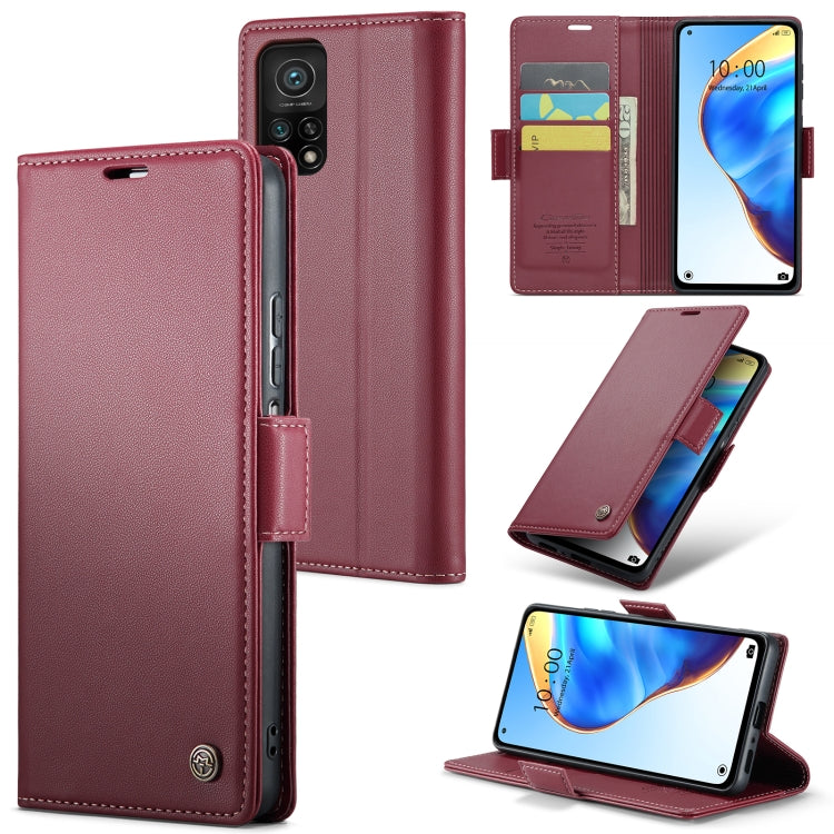 For Xiaomi Mi 10T 5G／10T Pro 5G CaseMe 023 Butterfly Buckle Litchi Texture RFID Anti-theft Leather Phone Case(Wine Red) - Xiaomi Cases by CaseMe | Online Shopping South Africa | PMC Jewellery | Buy Now Pay Later Mobicred