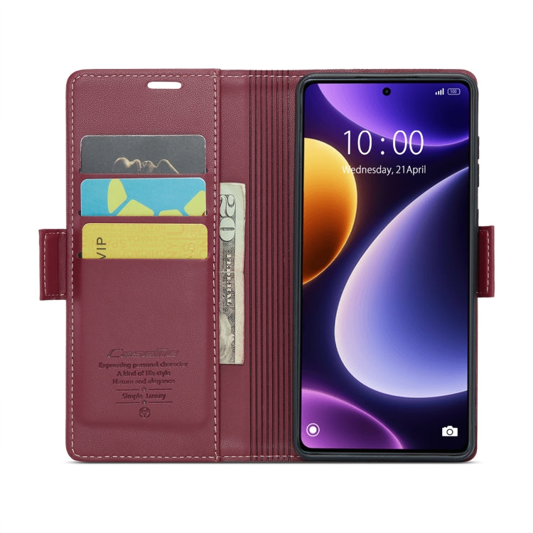 For Xiaomi Poco F5 5G/Redmi Note 12 Turbo 5G CaseMe 023 Butterfly Buckle Litchi Texture RFID Anti-theft Leather Phone Case(Wine Red) - Xiaomi Cases by CaseMe | Online Shopping South Africa | PMC Jewellery | Buy Now Pay Later Mobicred