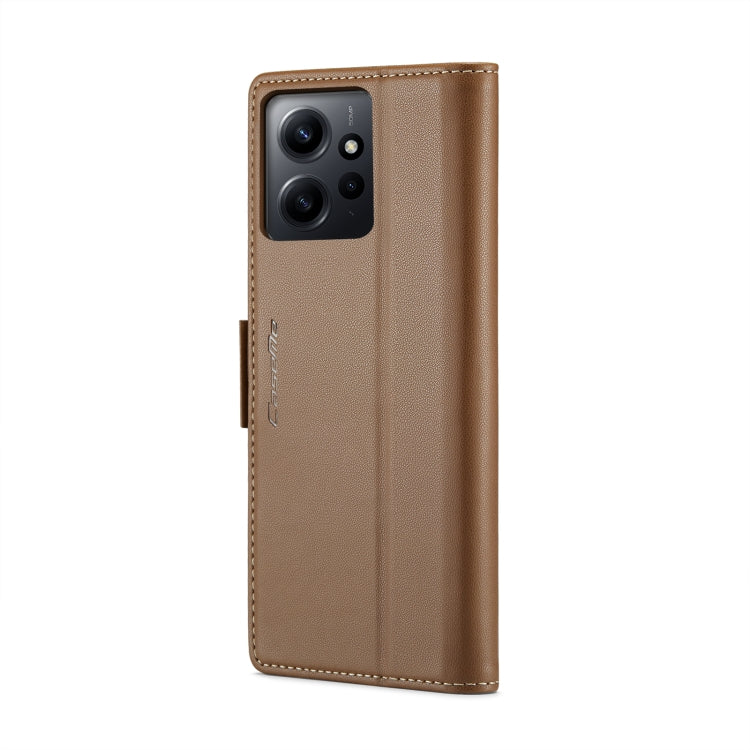 For Xiaomi Redmi Note 12 4G Global CaseMe 023 Butterfly Buckle Litchi Texture RFID Anti-theft Leather Phone Case(Brown) - Xiaomi Cases by CaseMe | Online Shopping South Africa | PMC Jewellery | Buy Now Pay Later Mobicred