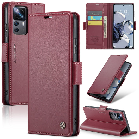 For Xiaomi 12T /12T Pro/Redmi K50 Ultra CaseMe 023 Butterfly Buckle Litchi Texture RFID Anti-theft Leather Phone Case(Wine Red) - Xiaomi Cases by CaseMe | Online Shopping South Africa | PMC Jewellery | Buy Now Pay Later Mobicred