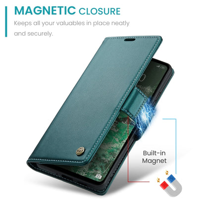 For Xiaomi Redmi 12 4G／12 5G／Note 12R／POCO M6 Pro 5G CaseMe 023 Butterfly Buckle Litchi Texture RFID Anti-theft Leather Phone Case(Pearly Blue) - Xiaomi Cases by CaseMe | Online Shopping South Africa | PMC Jewellery | Buy Now Pay Later Mobicred