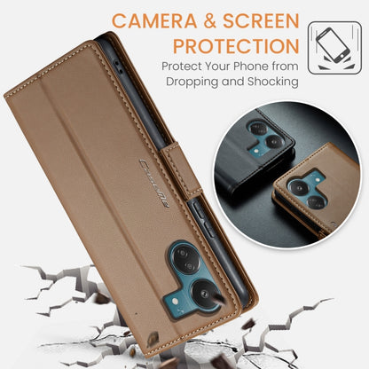 For Xiaomi Redmi 13C 4G / 13C 5G CaseMe 023 Butterfly Buckle Litchi Texture RFID Anti-theft Leather Phone Case(Brown) - Xiaomi Cases by CaseMe | Online Shopping South Africa | PMC Jewellery | Buy Now Pay Later Mobicred