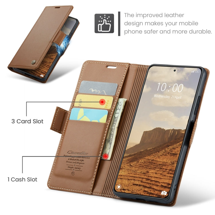 For Xiaomi 14 CaseMe 023 Butterfly Buckle Litchi Texture RFID Anti-theft Leather Phone Case(Brown) - 14 Cases by CaseMe | Online Shopping South Africa | PMC Jewellery | Buy Now Pay Later Mobicred