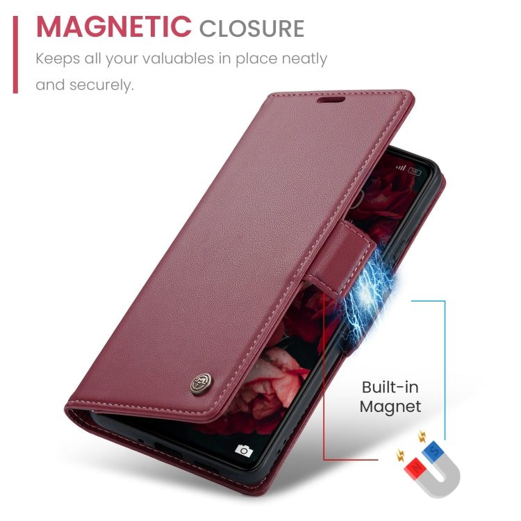 For Xiaomi Poco C65 4G CaseMe 023 Butterfly Buckle Litchi Texture RFID Anti-theft Leather Phone Case(Wine Red) - Xiaomi Cases by CaseMe | Online Shopping South Africa | PMC Jewellery | Buy Now Pay Later Mobicred