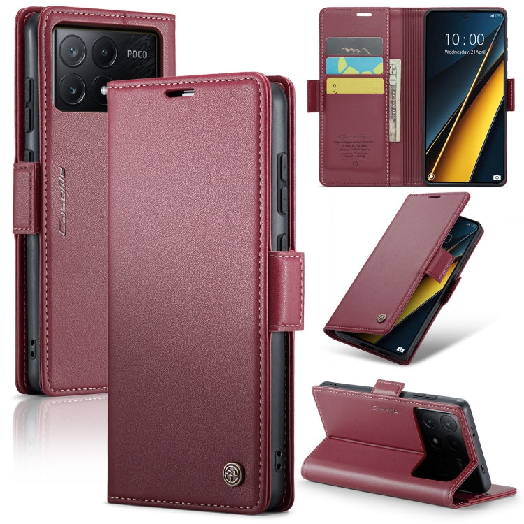 For Xiaomi Poco X6 Pro 5G/Redmi K70E 5G CaseMe 023 Butterfly Buckle Litchi Texture RFID Anti-theft Leather Phone Case(Wine Red) - K70E Cases by CaseMe | Online Shopping South Africa | PMC Jewellery | Buy Now Pay Later Mobicred