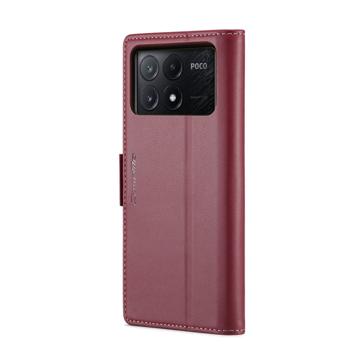 For Xiaomi Poco X6 Pro 5G/Redmi K70E 5G CaseMe 023 Butterfly Buckle Litchi Texture RFID Anti-theft Leather Phone Case(Wine Red) - K70E Cases by CaseMe | Online Shopping South Africa | PMC Jewellery | Buy Now Pay Later Mobicred