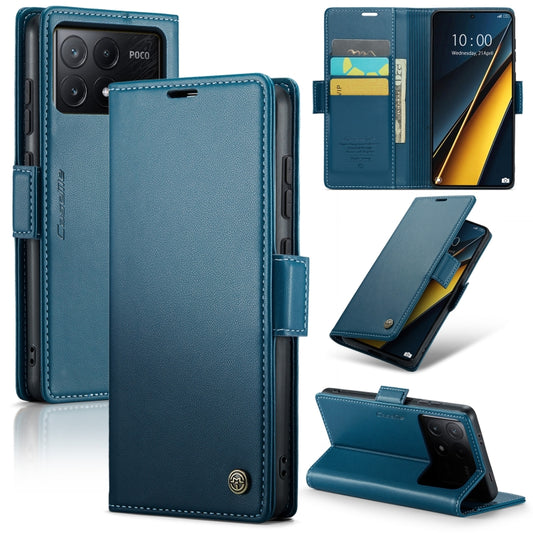 For Xiaomi Poco X6 Pro 5G/Redmi K70E 5G CaseMe 023 Butterfly Buckle Litchi Texture RFID Anti-theft Leather Phone Case(Blue) - K70E Cases by CaseMe | Online Shopping South Africa | PMC Jewellery | Buy Now Pay Later Mobicred