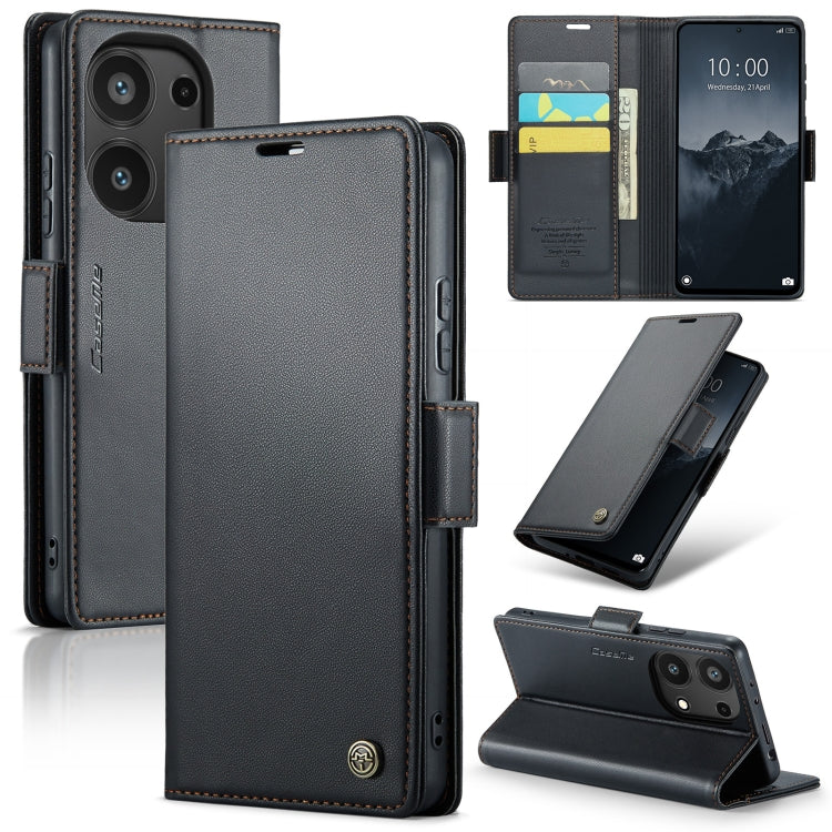 For Xiaomi Redmi Note 13 Pro 4G CaseMe 023 Butterfly Buckle Litchi Texture RFID Anti-theft Leather Phone Case(Black) - Xiaomi Cases by CaseMe | Online Shopping South Africa | PMC Jewellery | Buy Now Pay Later Mobicred