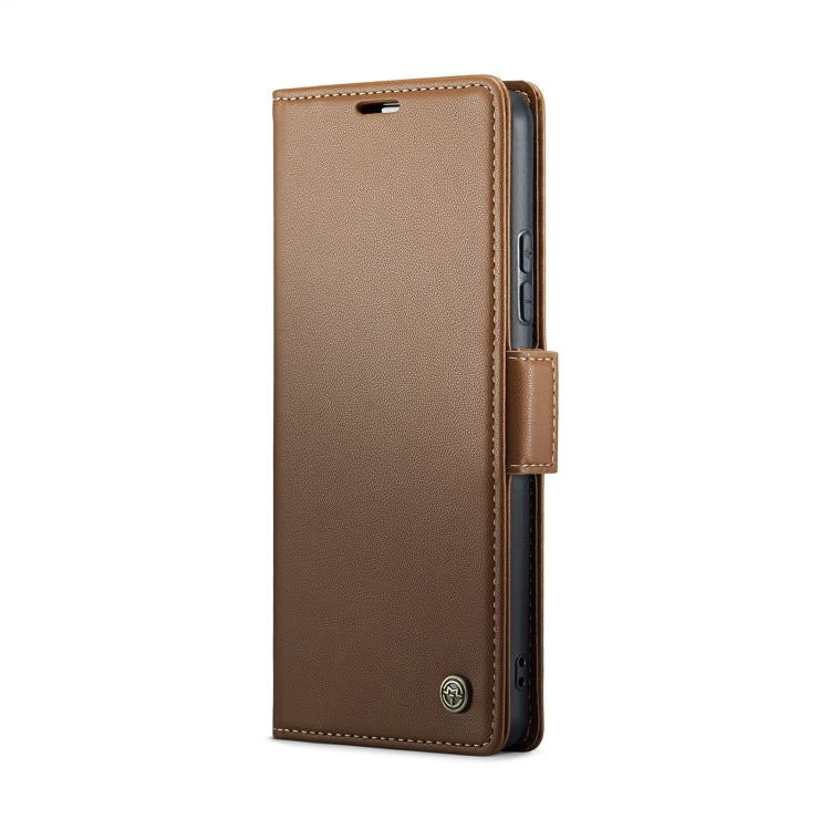 For Xiaomi Redmi Note 13 Pro 4G CaseMe 023 Butterfly Buckle Litchi Texture RFID Anti-theft Leather Phone Case(Brown) - Xiaomi Cases by CaseMe | Online Shopping South Africa | PMC Jewellery | Buy Now Pay Later Mobicred