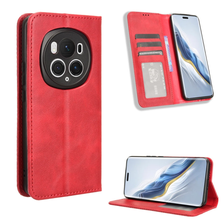 For Honor Magic6 Pro 5G Magnetic Buckle Retro Texture Leather Phone Case(Red) - Honor Cases by PMC Jewellery | Online Shopping South Africa | PMC Jewellery | Buy Now Pay Later Mobicred