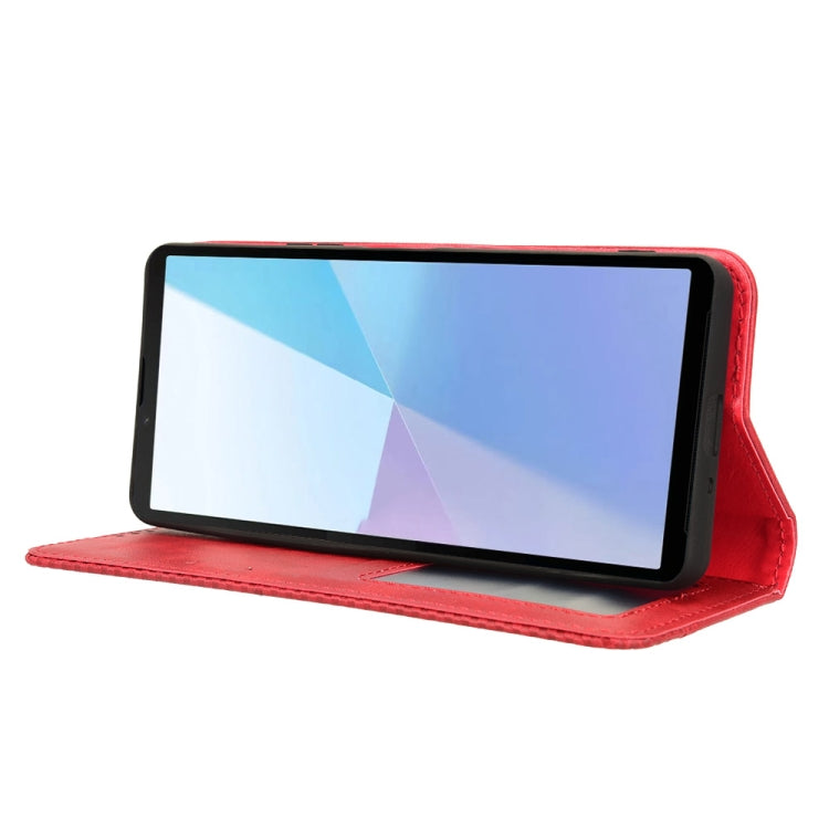 For Sony Xperia 10 VI 2024 Magnetic Buckle Retro Texture Leather Phone Case(Red) - Sony Cases by PMC Jewellery | Online Shopping South Africa | PMC Jewellery | Buy Now Pay Later Mobicred