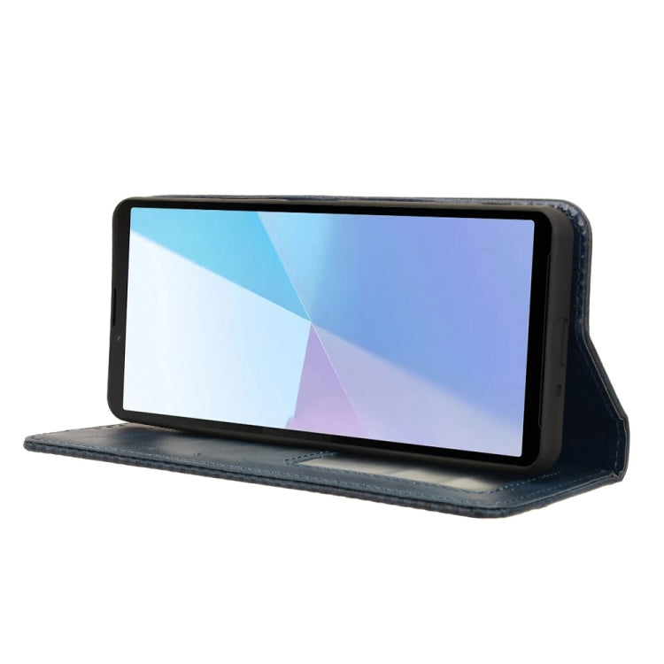 For Sony Xperia 10 VI 2024 Magnetic Buckle Retro Texture Leather Phone Case(Blue) - Sony Cases by PMC Jewellery | Online Shopping South Africa | PMC Jewellery | Buy Now Pay Later Mobicred