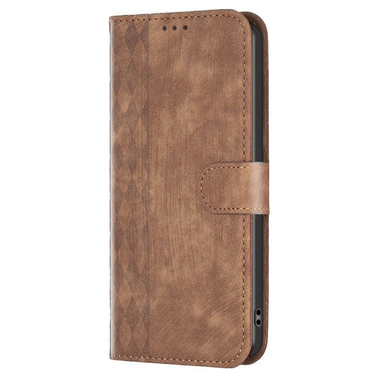 For Xiaomi 13 Plaid Embossed Leather Phone Case(Brown) - 13 Cases by PMC TechLife | Online Shopping South Africa | PMC TechLife | Buy Now Pay Later Mobicred