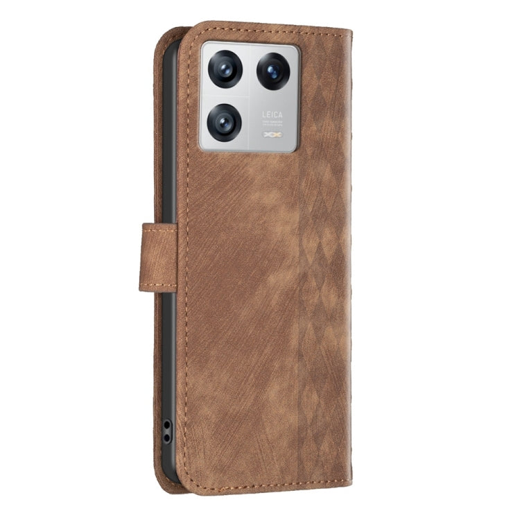 For Xiaomi 13 Plaid Embossed Leather Phone Case(Brown) - 13 Cases by PMC Jewellery | Online Shopping South Africa | PMC Jewellery | Buy Now Pay Later Mobicred