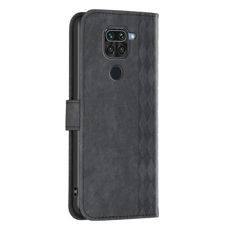 For Xiaomi Redmi Note 9 Plaid Embossed Leather Phone Case(Black) - Xiaomi Cases by PMC Jewellery | Online Shopping South Africa | PMC Jewellery | Buy Now Pay Later Mobicred