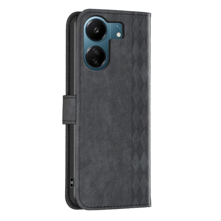 For Xiaomi Redmi 13C Plaid Embossed Leather Phone Case(Black) - 13C Cases by PMC TechLife | Online Shopping South Africa | PMC TechLife | Buy Now Pay Later Mobicred