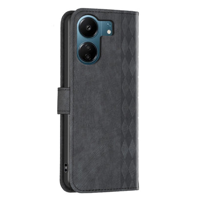 For Xiaomi Redmi 13C Plaid Embossed Leather Phone Case(Black) - 13C Cases by PMC Jewellery | Online Shopping South Africa | PMC Jewellery | Buy Now Pay Later Mobicred