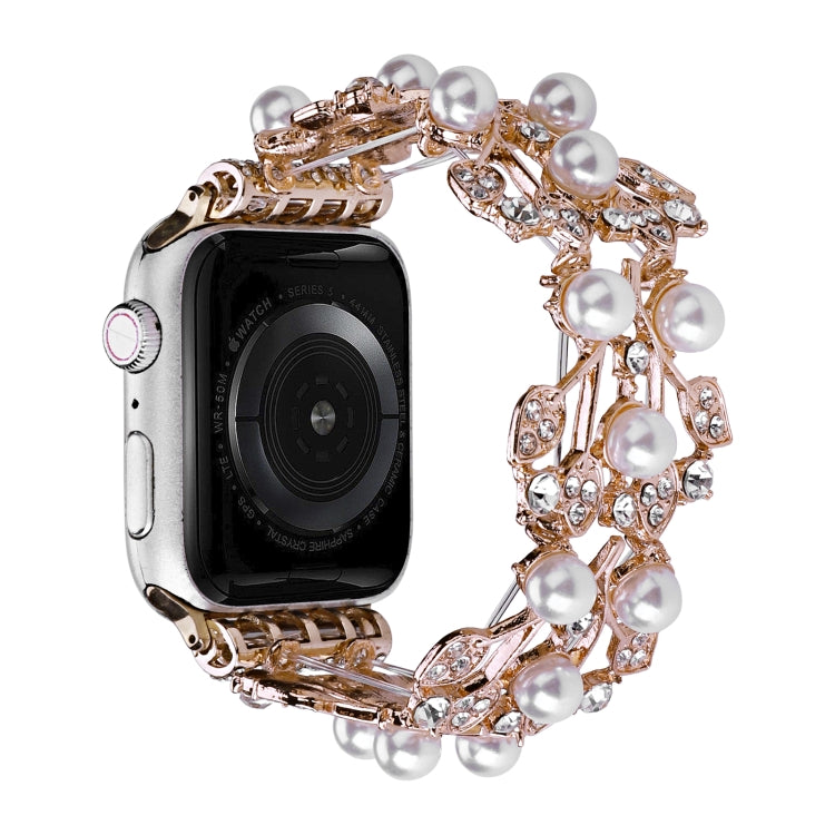 Four-leaf Bead Metal Watch Band For Apple Watch 9 45mm(Rose Gold) - free shipping - PMC TechLife - Order now!