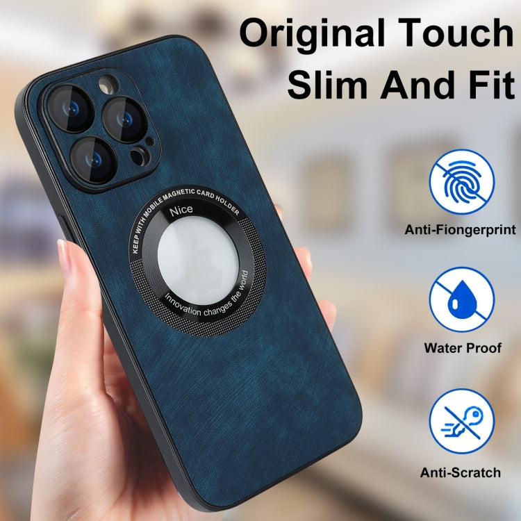 For iPhone 14 Pro Max Skin Feel Leather MagSafe Magnetic Phone Case(Blue) - iPhone 14 Pro Max Cases by PMC TechLife | Online Shopping South Africa | PMC TechLife