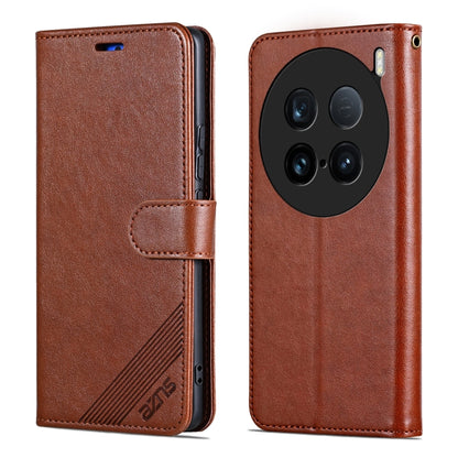 For vivo X100 Ultra AZNS Sheepskin Texture Flip Leather Phone Case(Brown) - vivo Cases by AZNS | Online Shopping South Africa | PMC Jewellery | Buy Now Pay Later Mobicred