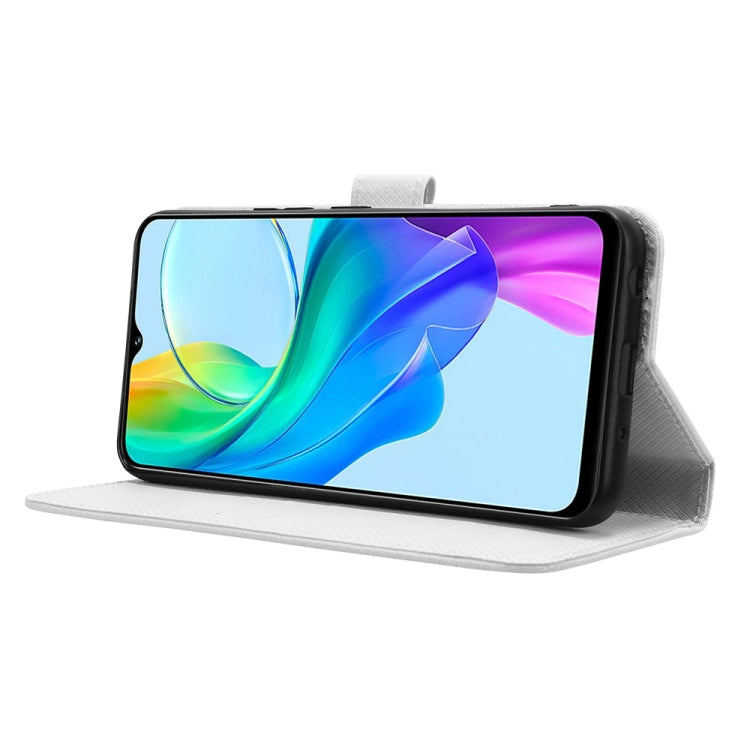 For vivo Y03 4G Diamond Texture Leather Phone Case(White) - vivo Cases by PMC TechLife | Online Shopping South Africa | PMC TechLife | Buy Now Pay Later Mobicred