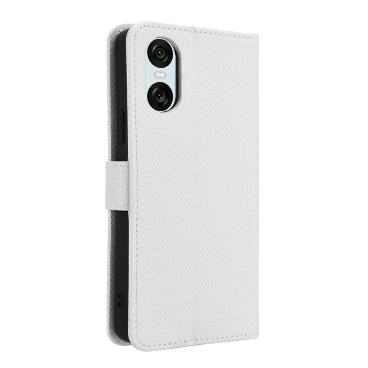 For Sony Xperia 10 VI 2024 Diamond Texture Leather Phone Case(White) - Sony Cases by PMC Jewellery | Online Shopping South Africa | PMC Jewellery | Buy Now Pay Later Mobicred