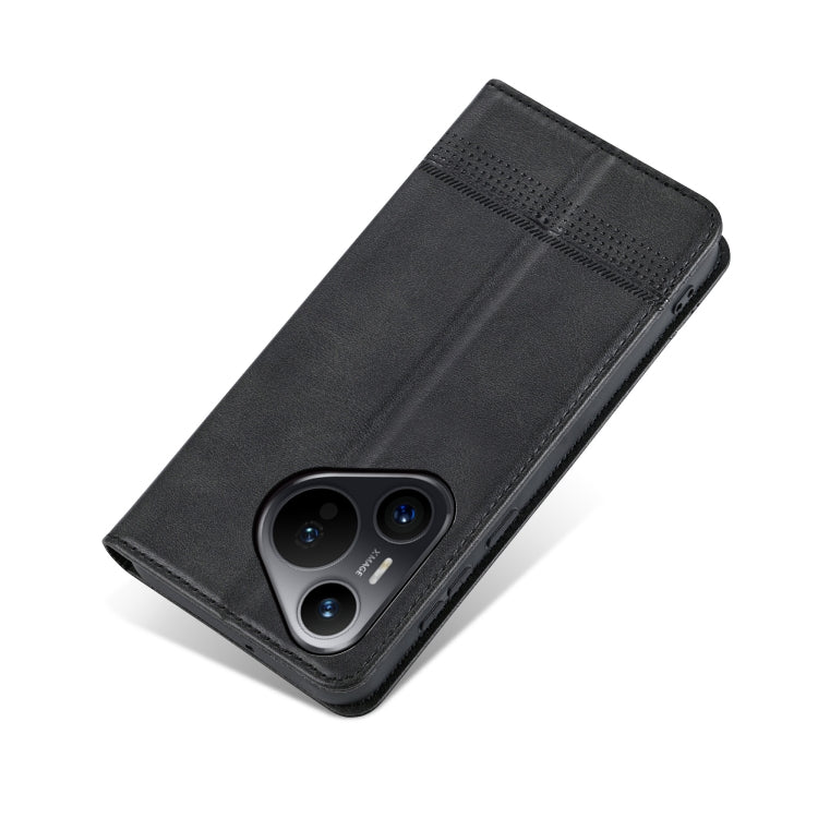 For Huawei Pura 70 AZNS Magnetic Calf Texture Flip Leather Phone Case(Black) - Huawei Cases by AZNS | Online Shopping South Africa | PMC Jewellery | Buy Now Pay Later Mobicred