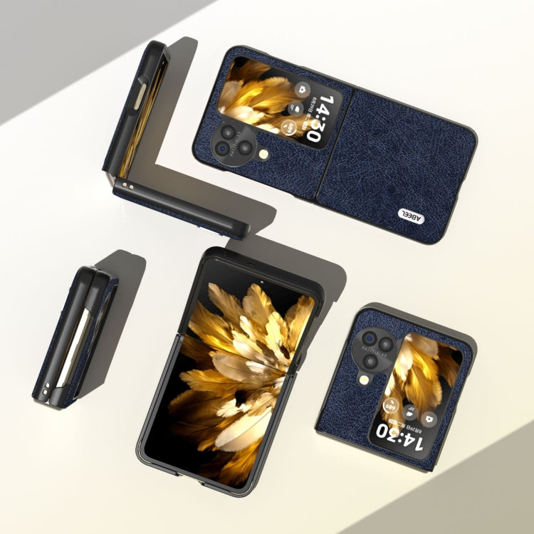 For OPPO Find N3 Flip ABEEL Retro Litchi Texture PU Phone Case(Blue) - Find N3 Flip Cases by PMC TechLife | Online Shopping South Africa | PMC TechLife
