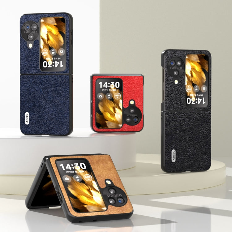 For OPPO Find N3 Flip ABEEL Retro Litchi Texture PU Phone Case(Blue) - Find N3 Flip Cases by PMC TechLife | Online Shopping South Africa | PMC TechLife