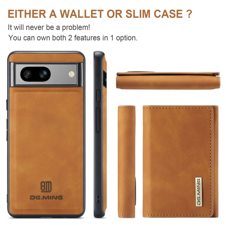 For Google Pixel 7A DG.MING M1 Series 3-Fold Multi Card Wallet + Magnetic Phone Case(Brown) - Google Cases by DG.MING | Online Shopping South Africa | PMC TechLife | Buy Now Pay Later Mobicred