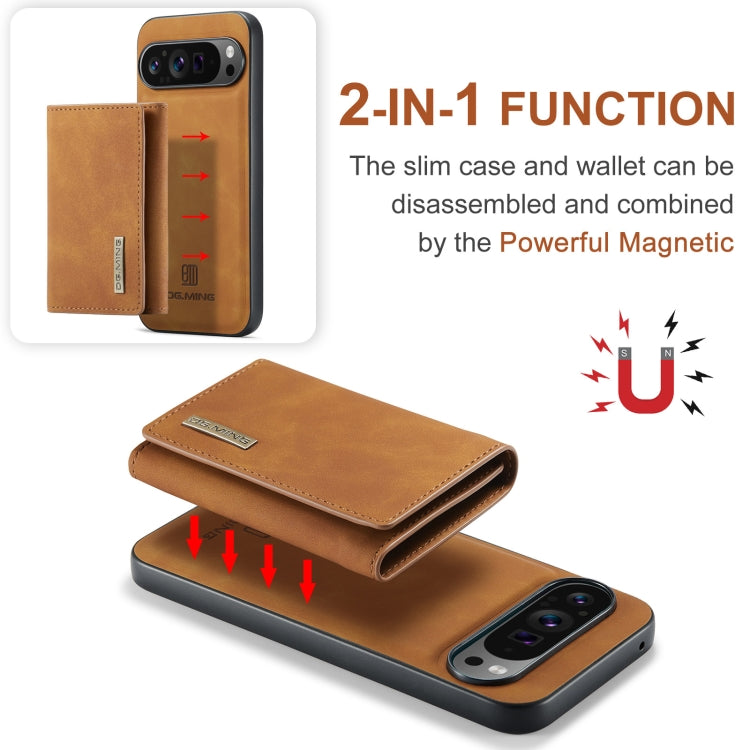 For Google Pixel 9 Pro XL DG.MING M1 Series 3-Fold Multi Card Wallet + Magnetic Phone Case(Brown) - Google Cases by DG.MING | Online Shopping South Africa | PMC Jewellery | Buy Now Pay Later Mobicred