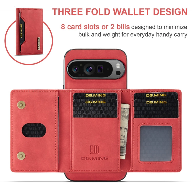 For Google Pixel 9 Pro XL DG.MING M2 Series 3-Fold Multi Card Bag + Magnetic Phone Case(Red) - Google Cases by DG.MING | Online Shopping South Africa | PMC Jewellery | Buy Now Pay Later Mobicred