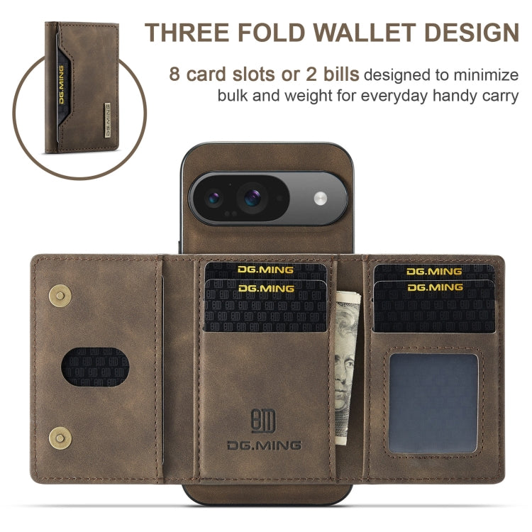 For Google Pixel 9 / 9 Pro DG.MING M2 Series 3-Fold Multi Card Bag + Magnetic Phone Case(Coffee) - free shipping - PMC Jewellery - Order now!