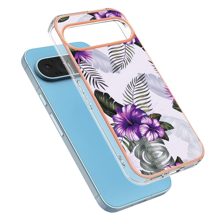 For Google Pixel 9 / 9 Pro Electroplating IMD TPU Phone Case(Purple Flower) - Google Cases by PMC TechLife | Online Shopping South Africa | PMC TechLife | Buy Now Pay Later Mobicred