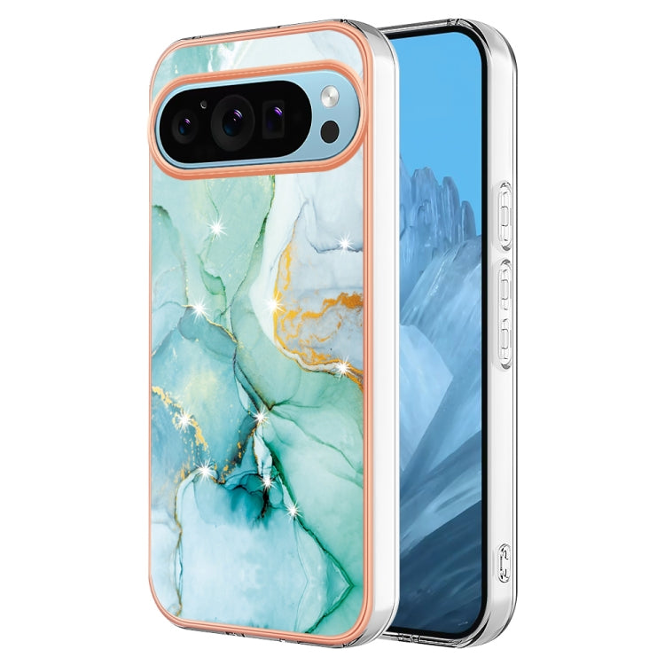 For Google Pixel 9 Pro XL Electroplating Marble Dual-side IMD Phone Case(Green 003) - Google Cases by PMC Jewellery | Online Shopping South Africa | PMC Jewellery | Buy Now Pay Later Mobicred