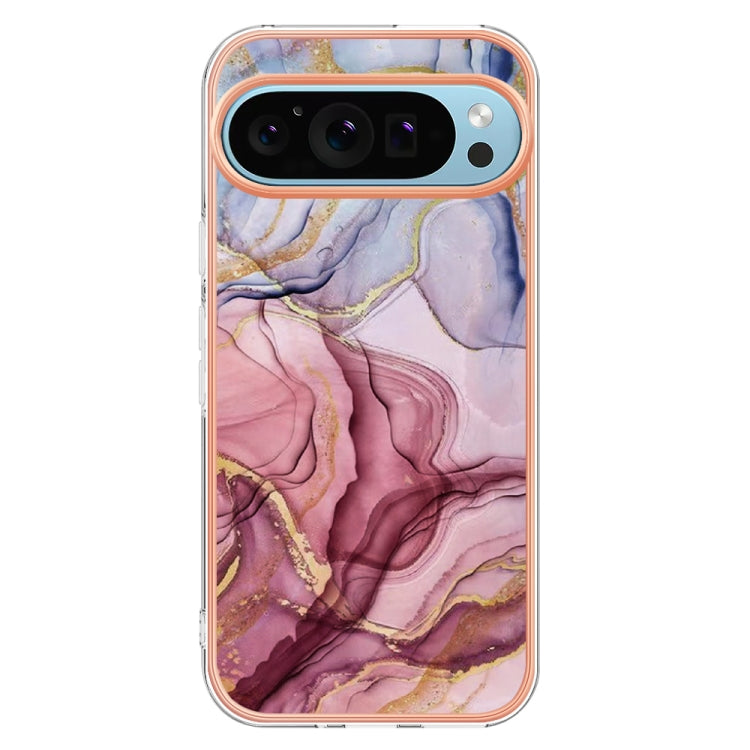 For Google Pixel 9 / 9 Pro Electroplating Marble Dual-side IMD Phone Case(Rose Red 014) - Google Cases by PMC TechLife | Online Shopping South Africa | PMC TechLife | Buy Now Pay Later Mobicred