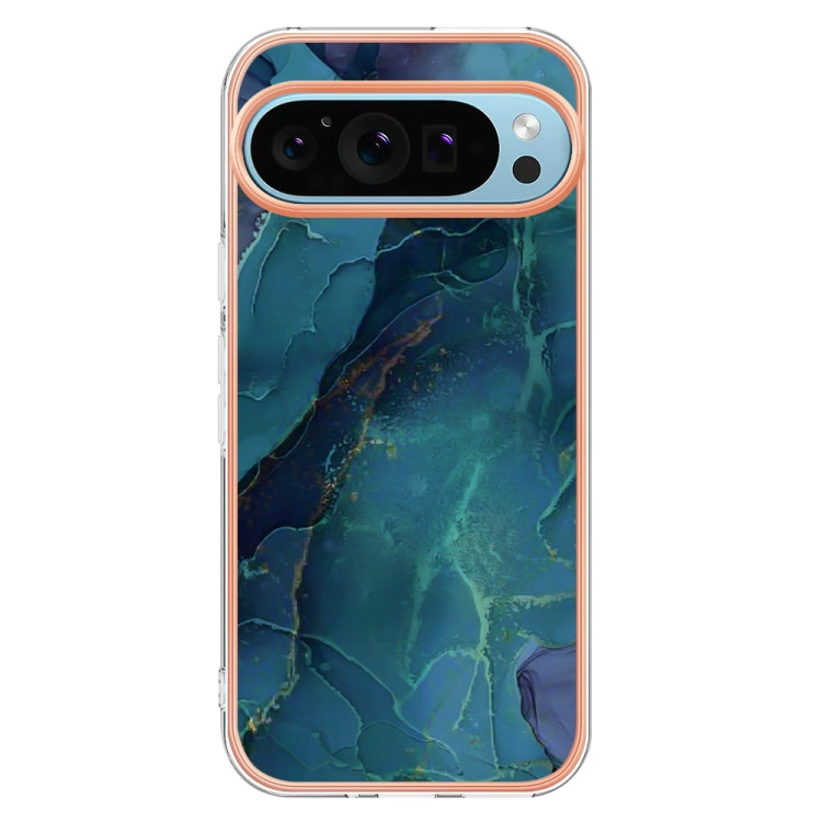 For Google Pixel 9 Pro XL Electroplating Marble Dual-side IMD Phone Case(Green 017) - Google Cases by PMC TechLife | Online Shopping South Africa | PMC TechLife | Buy Now Pay Later Mobicred
