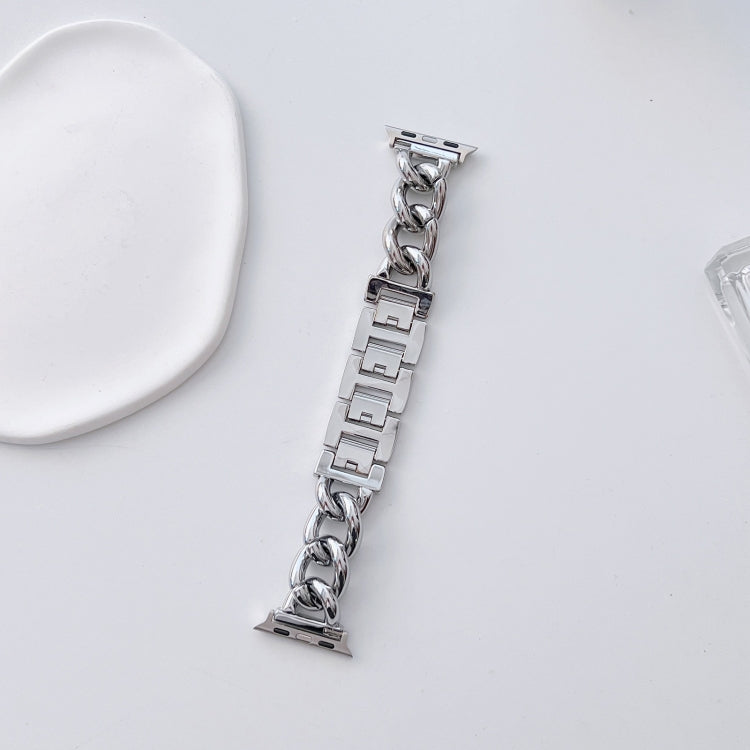Big Denim Chain Metal Watch Band For Apple Watch 9 45mm(Silver) - free shipping - PMC TechLife - Order now!