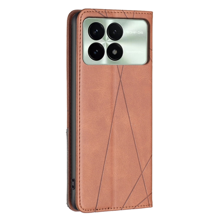 For Xiaomi Redmi K70 / K70 Pro Rhombus Texture Magnetic Leather Phone Case(Brown) - K70 Pro Cases by PMC TechLife | Online Shopping South Africa | PMC TechLife | Buy Now Pay Later Mobicred