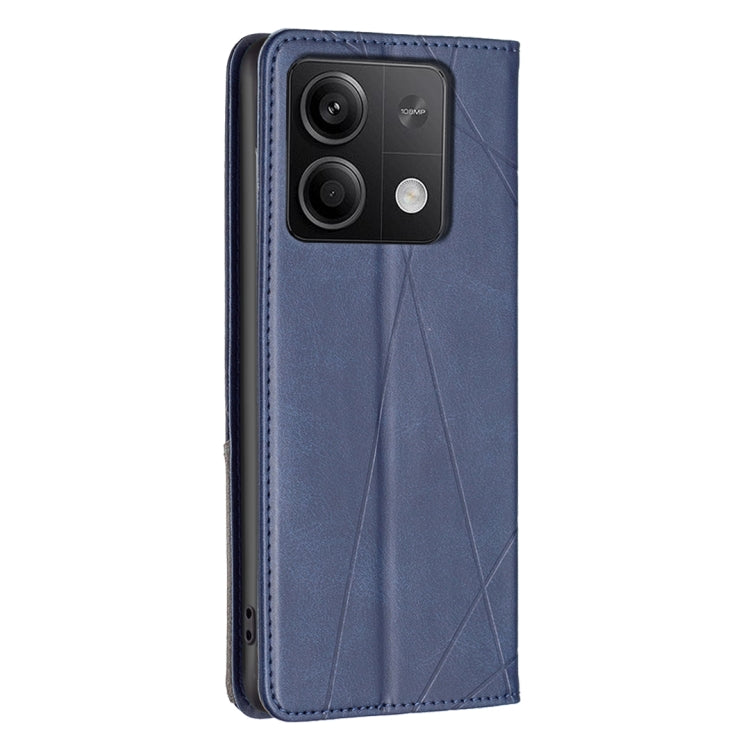 For Xiaomi Redmi Note 13 4G Global Rhombus Texture Magnetic Leather Phone Case(Blue) - Note 13 Cases by PMC TechLife | Online Shopping South Africa | PMC TechLife | Buy Now Pay Later Mobicred